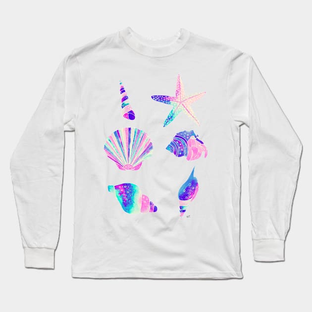 Seashells Pattern - Pretty Pastel Long Sleeve T-Shirt by monitdesign